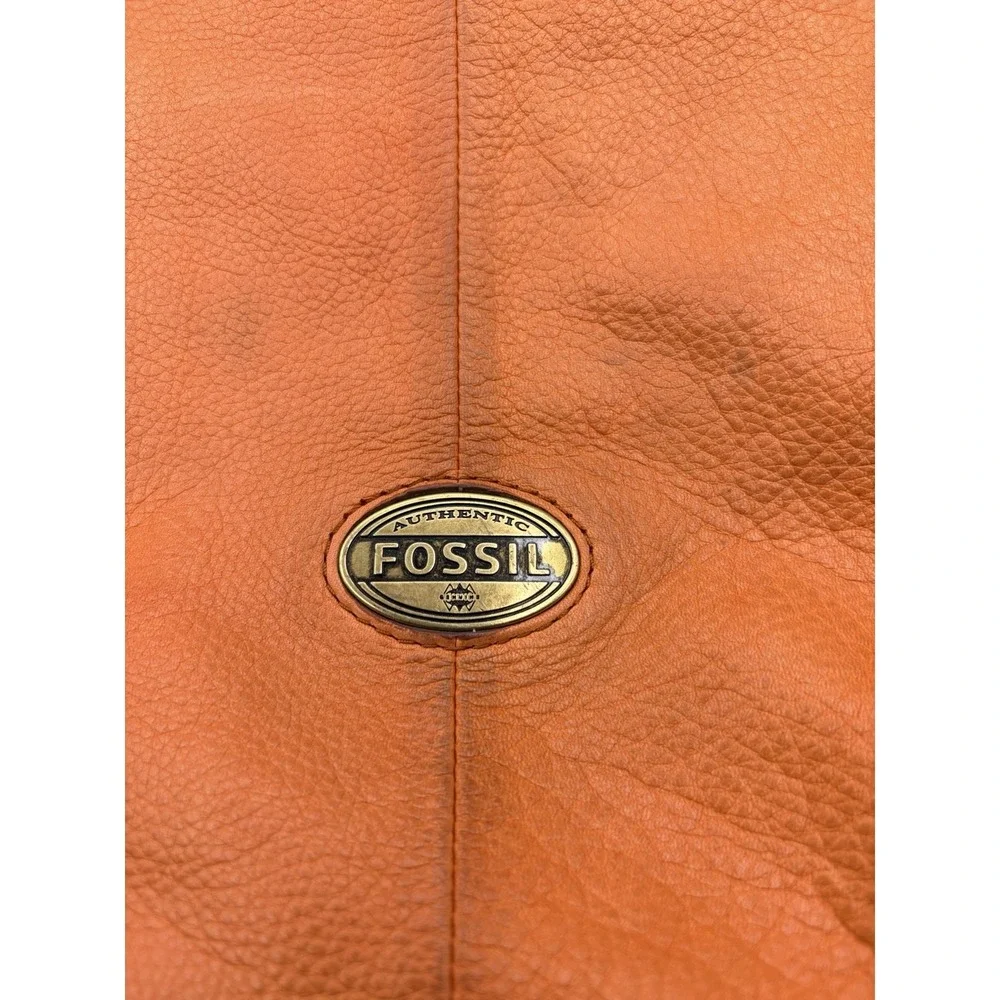 Women's Fossil Long Live Vintage Leather Explorer Hobo Bag ORANGE